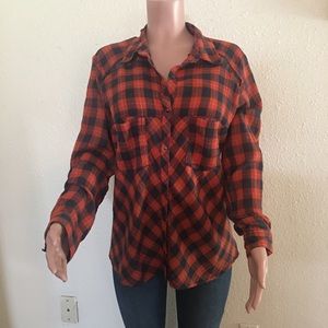 Free People plaid longe sleeve shirt